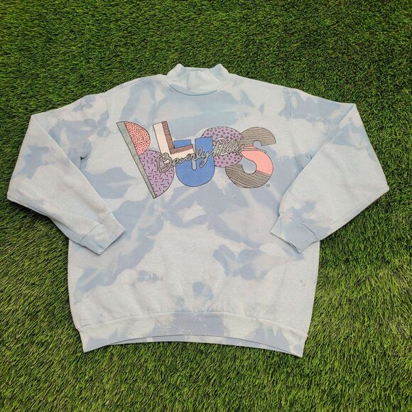 Vintage Beverly-Hills Sweatshirt Women Medium 20x22 Blue USA - Picture 1 of 14